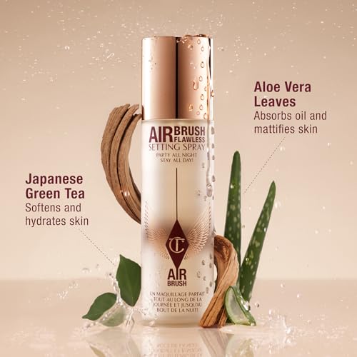 Image of Charlotte Tilbury Airbrush Flawless Setting Spray - Ultra-Fine Hydrating Mist to Prime & Set Makeup Up to 16Hr - Soothes and Blurs Skin, Waterproof, Wedding Makeup
