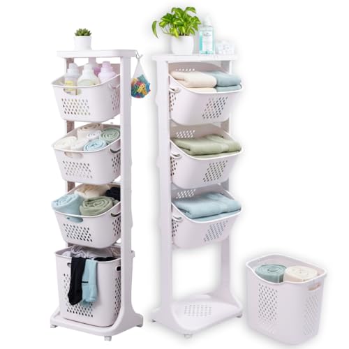 Japard 108 Liters Vertical Rolling Laundry Compact Hamper Ultra Slim,