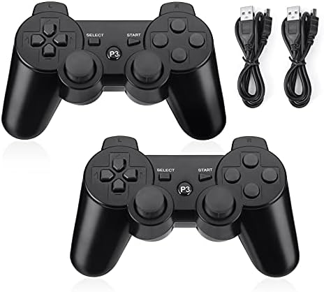 PS3 Controllers,Powerextra Replacement PS3 Wireless Controller,Compatible for PS3/PS3 Pro/PC/Phone/Ipad,Black Playstation 3 Controller