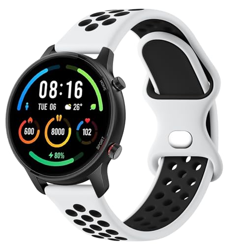 YLK Correa Compatible con Xiaomi Mi Watch/Watch S1/S1 Active/Color Sport, 22mm Silicona para Hombre y Mujer (Blanco Negro)