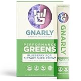 Gnarly Nutrition Greens Superfood Powder – Blueberry Acai Performance Super Greens Powder – NSF Sport Certified – Organic, Probiotics & Essential Micronutrients - Blueberry Acai, Box of 20 Stick Pack