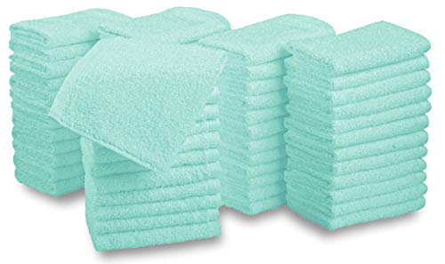 Westlane Linens 100% algodón, 12 paños de franela y paños de limpieza súper suaves de calidad de hotel (12, 30 x 30 cm), color verde menta