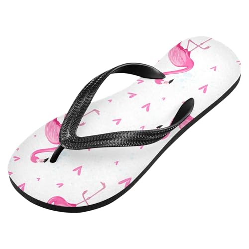 Burbuja Pink Flamingos Heart Flip Flops for Women Men, Soft Thong Sandals Rubber Slippers for Pool Beach Essentials2