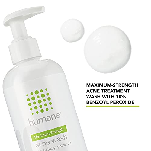 Humane Maximum-Strength Acne Wash - 10% Benzoyl Peroxide Acne Treatment For Face, Skin, Butt, Back And Body - 8 Fl Oz - Dermatologist-Tested Non-Foaming Cleanser - Vegan, Cruelty-Free #TOP2