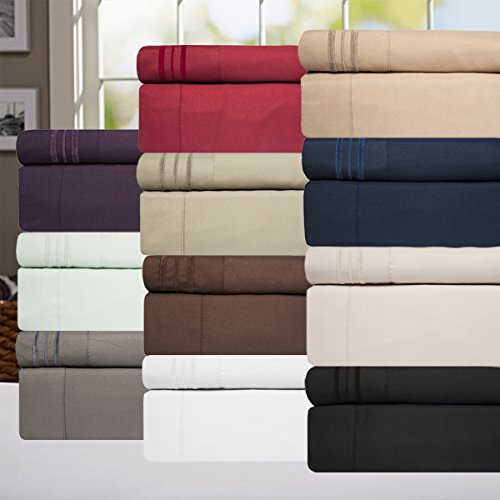Aurora Bedding # 1 1800 Series 6 Piece Bed Sheet Set With Deep Pocket-Luxury, Soft, Comfort, Hypoallergenic-Same Price With 2 Extra Pillowcases-California King, Burgundy #TOP2