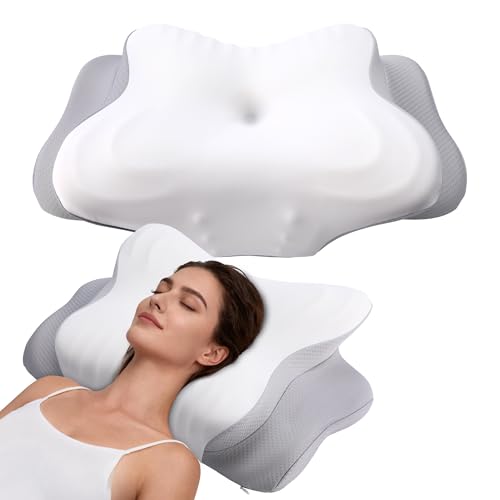 Lureon Nackenkissen Kopfkissen, Memory Foam Kissen, Nackenstützkissen, Ergonomisches Kopfkissen, Pillow Kissen für Seiten, Rücken & Bauchschläfer