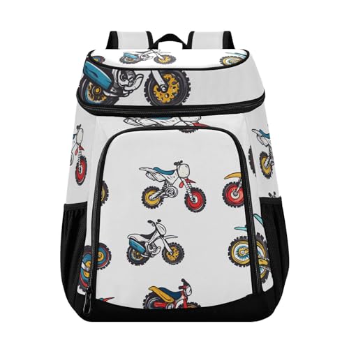 Motorbike Car Pattern Cooler Backpack Cooler Insulated Leak Proof Lunch Backpack 36 Cans Waterproof Soft for Men Women Picnic Hiking Camping Beach