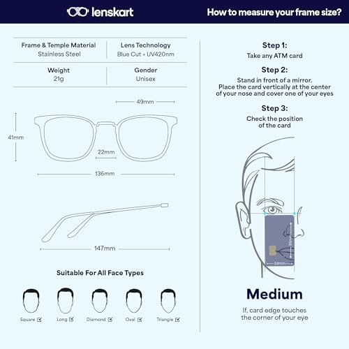 LENSKART BLU | Zero Power Blue Cut Computer Glasses | Anti Glare, Lightweight & Blocks Harmful Rays | Full Rim Square | 100% UV Protected | For Men... - Image 9