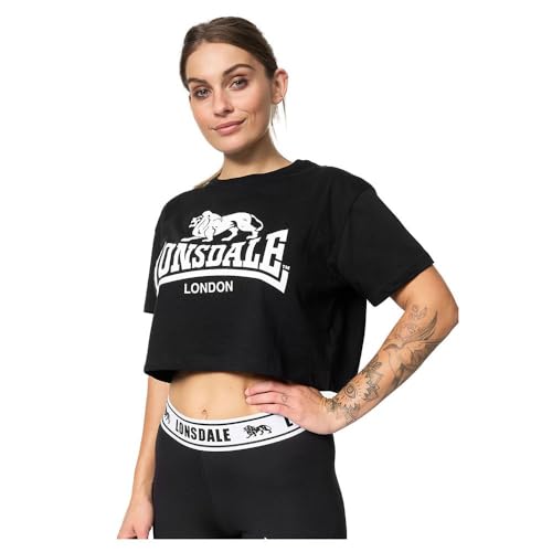 Lonsdale Frauen T-Shirt Cropped GUTCH Common, Black/White, S