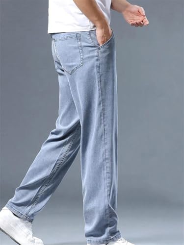 Men's Summer Ultra-Thin Denim Jeans Loose Straight Fit Soft Breathable Casual Long Pants2