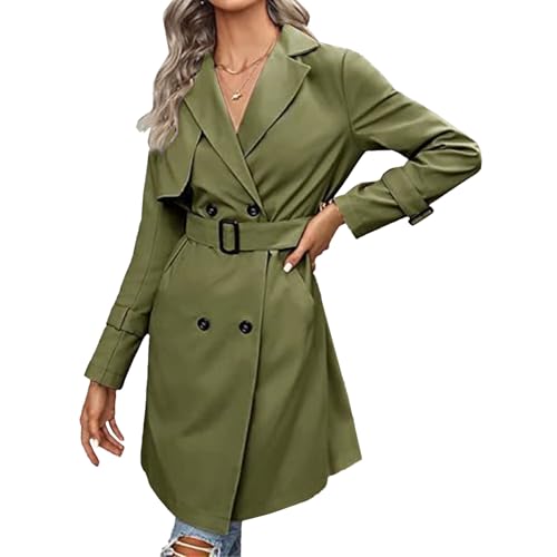 Manteau à revers croisé style décontracté avec ceinture chic