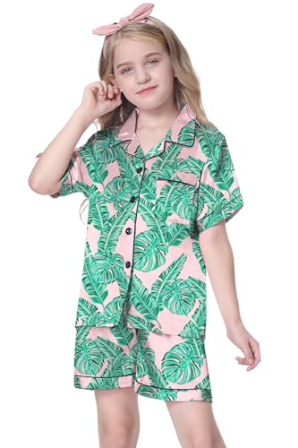Image of Girls & Womens Satin Pajamas Set, Silk Button-Down Sleepwear 2 Piece Nightwear, 3 Years - Women XXL