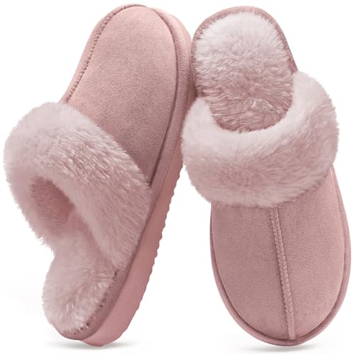 Image of Litfun Women's Fuzzy Memory Foam Slippers Fluffy Winter House Shoes Indoor and Outdoor