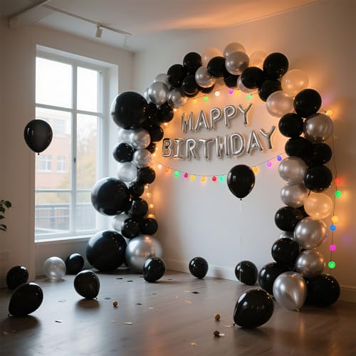 Black Balloon,145pcs Premium Black Latex Balloons Arch Kit Different Sizes 18 12 10 5 Inch,Balloon Garland Arch Kit for Graduation Anniversary Halloween Birthday Party Decoration - Image 5