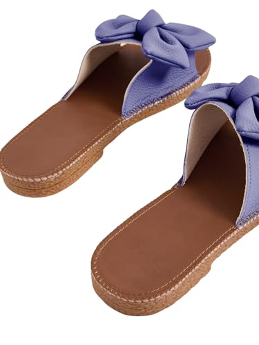 Image of Verdusa Women's Bow Flat Sandals Leather Open Toe Flats Summer Vacation Shoes Beach Sandals Outdoor Slippers