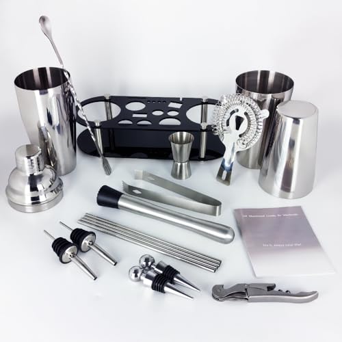KCJLHGT Conjunto de coqueteleira, 17 peças, 750ml, 750/600ml, kit de bartender, 25oz, 25/20oz, barte