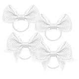 GFun ヘアゴム 子供 リボン 4枚セット 可愛い 髪ゴム ヘアアクセサリー 入園式 入学式 卒園式 発表会 浴衣 洋服 ホワイト