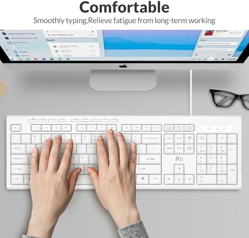 Rii RK907 Ultra-Slim Compact USB Wired Keyboard for MAC and PC-White — view 7