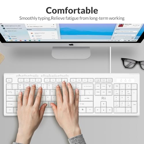 Rii RK907 Ultra-Slim Compact USB Wired Keyboard for MAC and PC-White by Rii - Used condition - Image 8