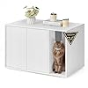 SONGMICS HOME Mobile per Lettiera Gatto, Montaggio Rapido Senza Attrezzi Toolless, Armadietto Lettiera, Casetta per Gatti Grandi, Porte a Spinta, 56 x 44,8 x 45,7 cm, Bianco Neve PCL013W01