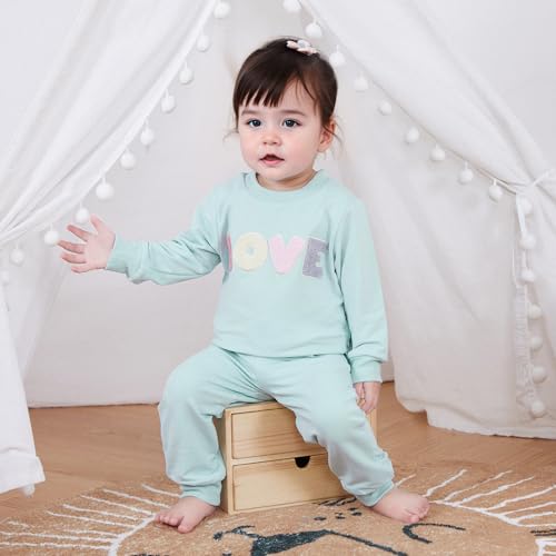 Toddler Baby Girl Valentines Outfit 3 6 9 12 18 24 Months Long Sleeve Sweatshirt Pants Set Cute Spring Clothes4