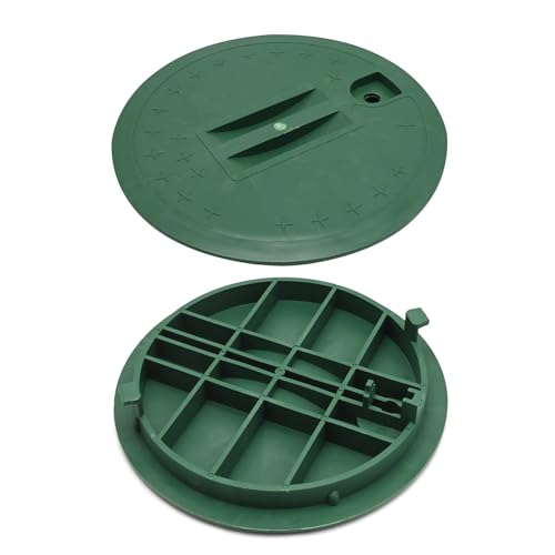 LIDSCURA 2 Pcs Green Round Valve Box Cover, ID 8.8" OD 10"Garden Lawn Irrigation Box Lid, Green Sprinkler Cover for Inlet/Air/Water Meter/Drain Valve