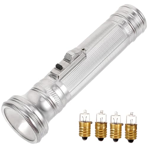 Veemoon Old Fashioned Flashlight Vintage Style Led Flashlight Retro Silver Flashlight Portable Flashlight Simple Iron Flashlight Metal Flashlight No Battery 14.00X4.00X4.00CM J50W758K118