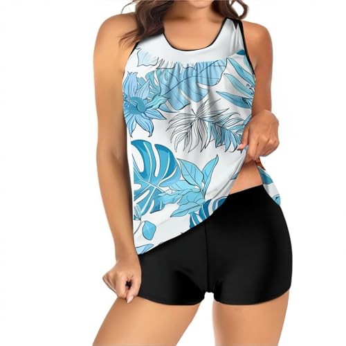 Traje de baño para mujer 2 piezas Tankini conjuntos de dos piezas sexy sujetador push up ropa de playa elegante y elegante Swimwear verano piscina playa, azul marino, M