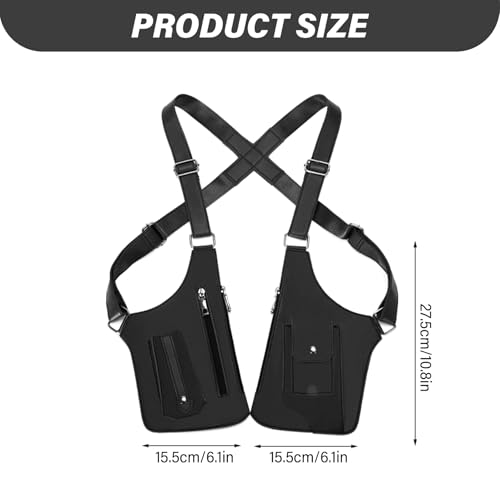Image of Leather Shoulder Armor Hidden Underarm Strap Wallet Adjustable Anti Pickpocket Accessories with Double Bag for Men, Women Leather Armor(Black)