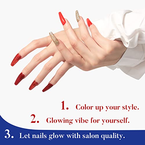 Candy Lover Glitter Gel Nail Polish Set, 6 Colors Nail Gel Polish Set, Golden Snow White Red Silver Blue Glitter Color Soak Off Nail Art Kit Gift For Girls Women #TOP3