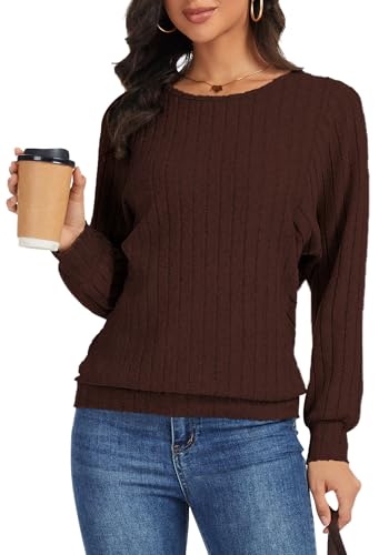 Womens Batwing Long Sleeve Shirts Lightweight Sweaters Work Tunic Tops Dressy Casual Loose Fit Fall Clothes 20252