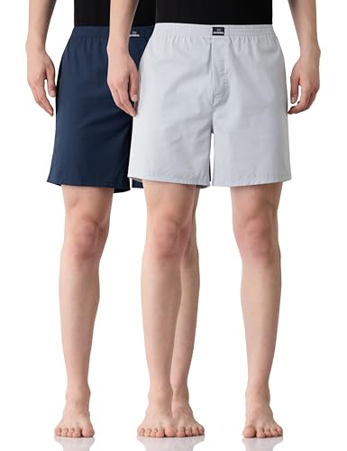 Image of Amazon Brand - Symbol Men Cotton Printed Boxer Shorts (Combo Pack of 2) Casual | Underwear | Half Pants | Short Pant - Regular Fit with Slant Pocket