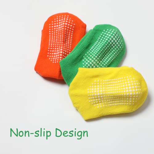 Qiyiendian 6 Pairs Non Slip Cozy Warm Crew Socks With Grips For Baby Infant Toddler Kids Boys Girls（3-5T，3-Multicolor B） #TOP5