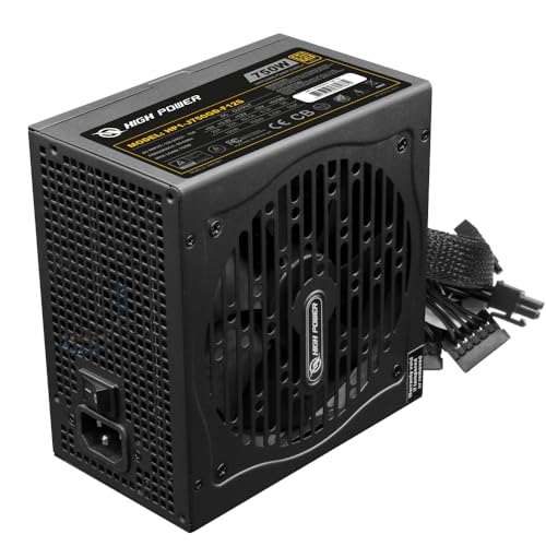 Image of HIGH POWER 750W 80 Plus Gold Certified PC Power Supply ATX 3.1 Compatible & PCIe 5.1 Compliant, Active PFC with Whisper 120mm Fan for Quiet Operation, and Reliable Performance