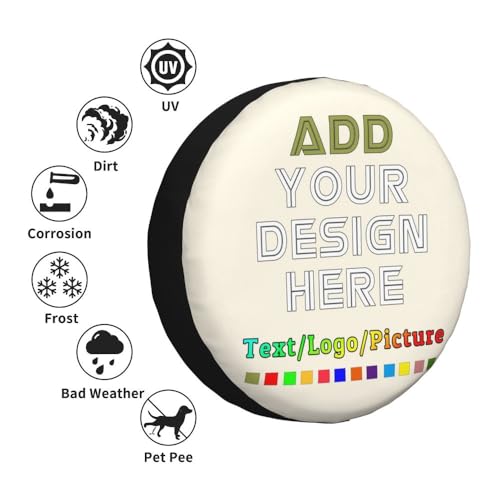 Image of Custom Spare Tire Cover 14-17 Inch, Personalized Universal Wheel Cover Add Your Own Photo Text Logo Waterproof Dust-Proof Tire Covers Protectors for Trailer Truck SUV Universal, OldLace