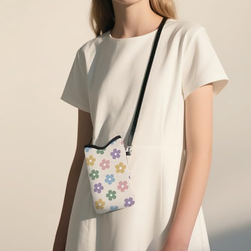 Image of Cell Phone Sleeve Pouch with Adjustable Strap - Cute Flowers