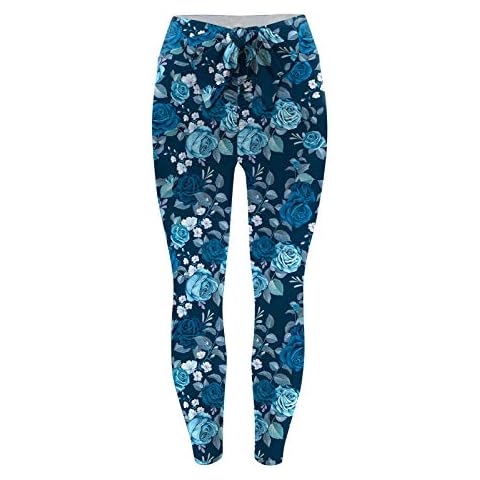 hmtitt Strethcy Pants High Stretch Women Waist Sport Yoga Trousers Leggings Fitness Yoga Pants (Blue, L) Cover