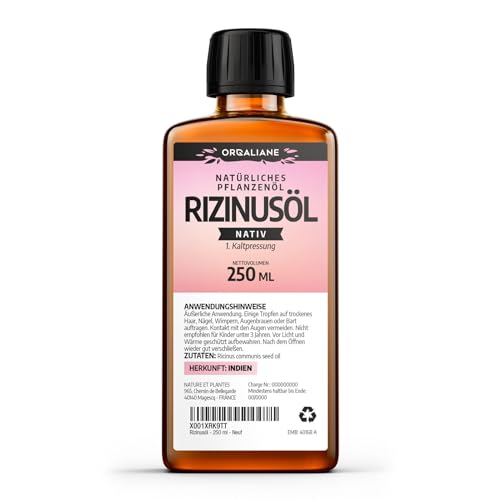 Aceite de ricino – 250 ml – 100% nativo – Prensado en frío – Ricinus Communis – Orgaliane