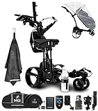 MGI Zip Navigator Electric Golf Push Cart Ultimate Accessory Bundle | Full Directional Remote Controlled Motorized Caddie, Adjustable Speed, Plays 36-Holes | with Signature Series Golf Towel