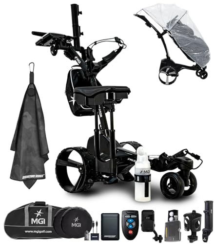MGI Zip Navigator Electric Golf Push Cart Ultimate Accessory Bundle