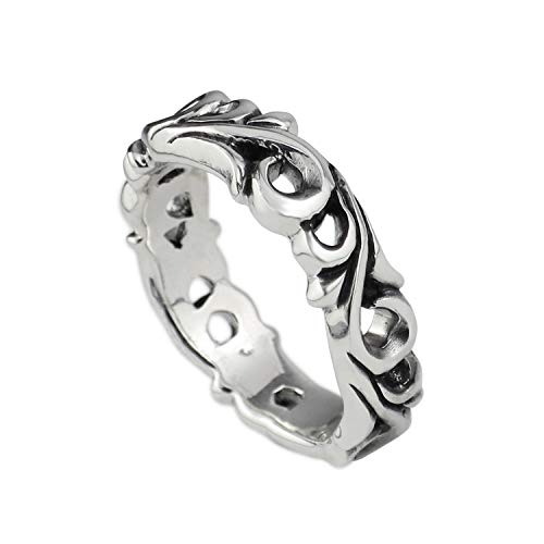 [新宿銀の蔵] 透かし 唐草 レリーフ シルバー 925 リング 9～23号 (21号) 指輪 メンズ 立体 アラベスク トライバル 唐草模様 蔦 ツタ 植物