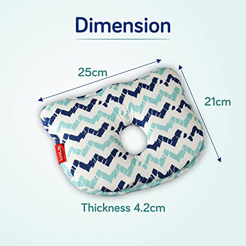 Luvlap-Memory-Foam-Baby-Head-Shaping-Pillow-Baby-Pillow-for-Preventing-Flat-Head-Syndrome-25-cm-X-21-cm-X-42-cm-0m-Bunny-Shape-Zigzag-Print-Sky-Blue