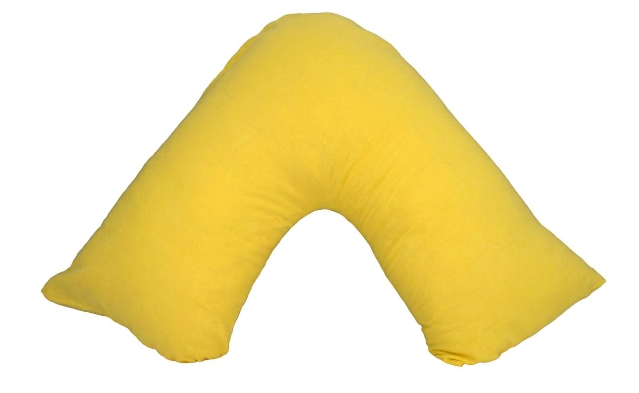 Arlinens Mustard V Shaped Pregnancy Pillow With Free Flannel Pillowcase – Orthopaedic Maternity Support Pillow For Back, Neck & Nursing – Cosy V Pillow Standard Size 74 X 34 Cm (Mustard)