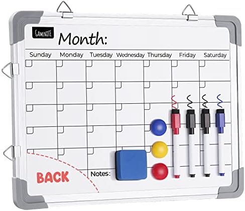 Gamenote Magnetic Dry Erase Monthly Calendar - 24" x 18" Monthly Planner Whiteboard for Wall, Large Hanging Double-Sided White Board Portable Board for Drawing for School Restaurant Office