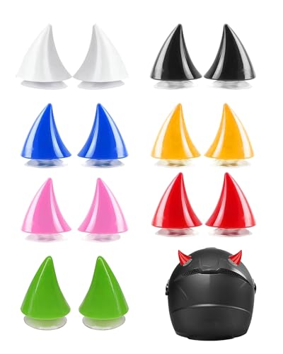 Thapncow 14-teiliges Set Motorrad-Helmhörner mit Saugnäpfen, weiche Horndekorationen, erhältlich in 7 Farben, Geeignet für Motorrad- und Offroad-Helme.