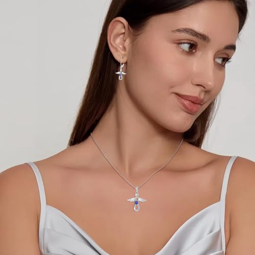 FJ Guardian Angel Necklace 925 Sterling Silver Infinity Pendant Birthstone Jewelry Gifts for Women3