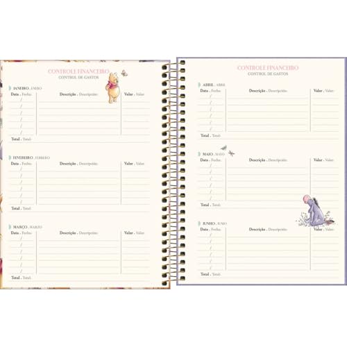 Tilibra - Planner Espiral 17,7 x 24 cm Pooh 2025 - Winnie The Pooh fundo amarelo