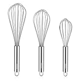 NileHome Stainless Steel Whisk Set 8' 10' 12' Kitchen Whisk Balloon Whisk Kitchen Wisk Wire Whisks for Cooking, Whisking, Blending, Beating, Stirring-3 Pack…