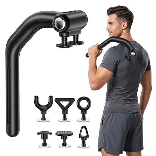 Elecshion dual-head massage gun with long handle — built to reach the middle of the back unassisted