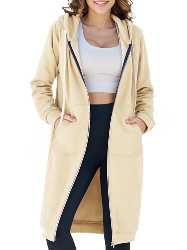 Ablanczoom Hoodies for Women Fashion Sweatshirts: Comfortable Full Zip Up Hoodie Womens Long Fleece Sweatshirt with Pockets